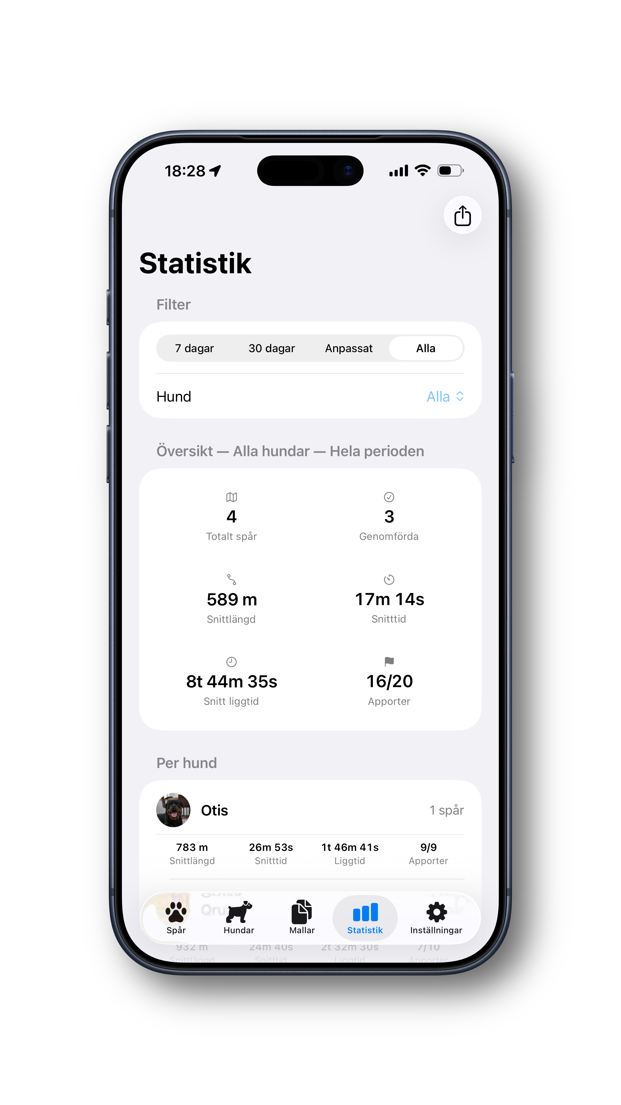 Statistik — träningsöversikt